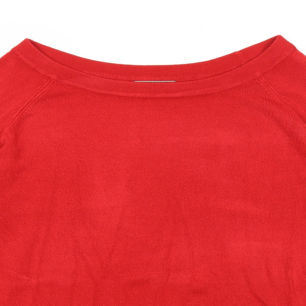 George Womens Red Boat Neck Acrylic Pullover Jumper Size 18