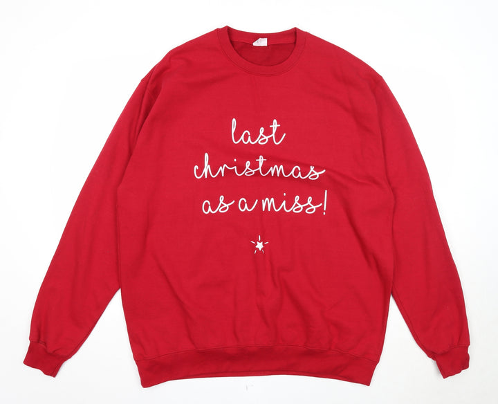 All We Do is Mens Red Cotton Pullover Sweatshirt Size 2XL - Last Christmas as a Miss!