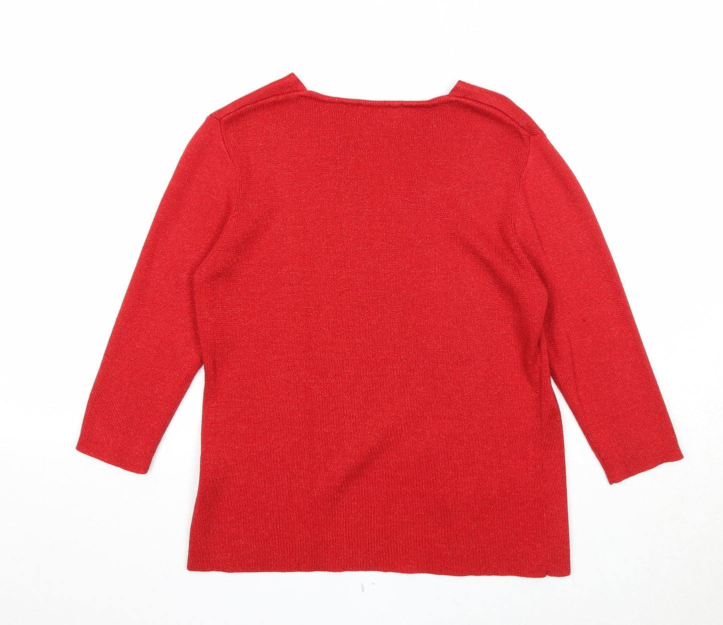 Emreco Womens Red V-Neck Cotton Pullover Jumper Size 10