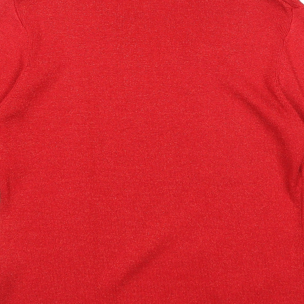 Emreco Womens Red V-Neck Cotton Pullover Jumper Size 10