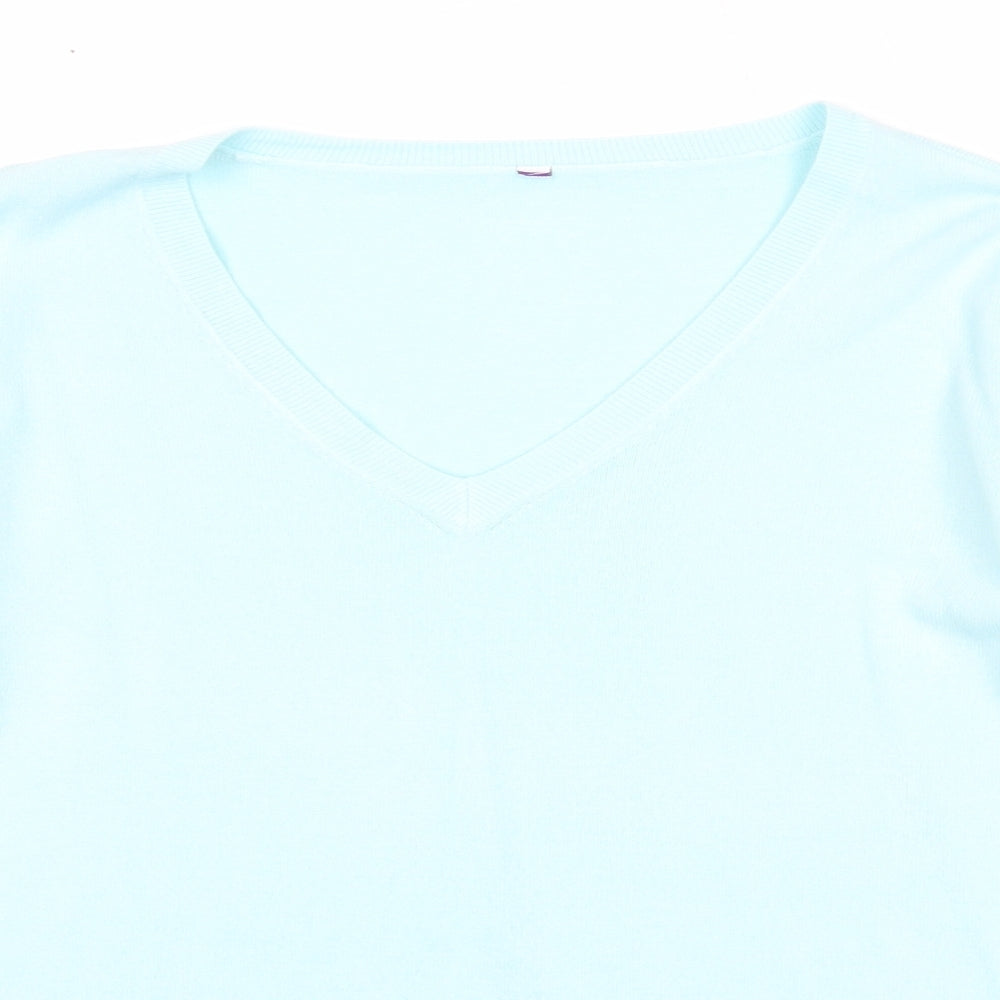 BHS Womens Blue V-Neck Acrylic Pullover Jumper Size 16