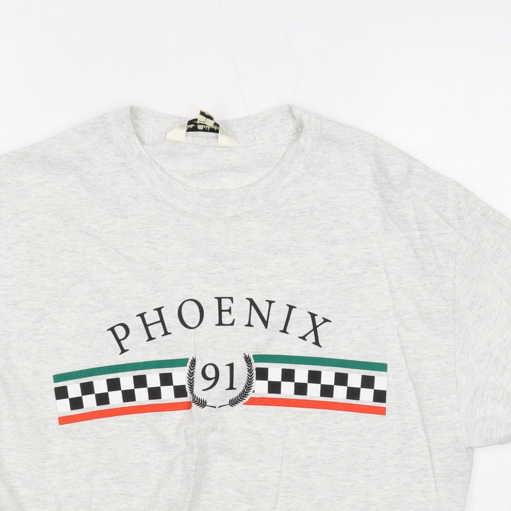 Miss Selfridge Womens Grey Cotton Basic T-Shirt Size M Round Neck - Phoenix