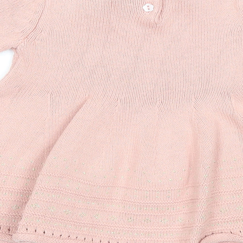 Catherine Malandrino Girls Pink Cotton A-Line Size 3-6 Months Round Neck Button
