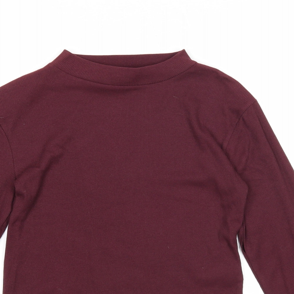 Miss Evie Girls Purple Mock Neck Cotton Pullover Jumper Size 13-14 Years Pullover