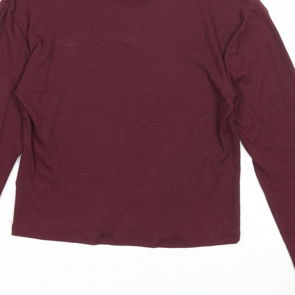 Miss Evie Girls Purple Mock Neck Cotton Pullover Jumper Size 13-14 Years Pullover
