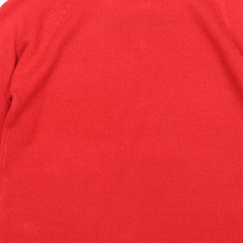 Essentiel Girls Red Round Neck Acrylic Pullover Jumper Size 4 Years Pullover
