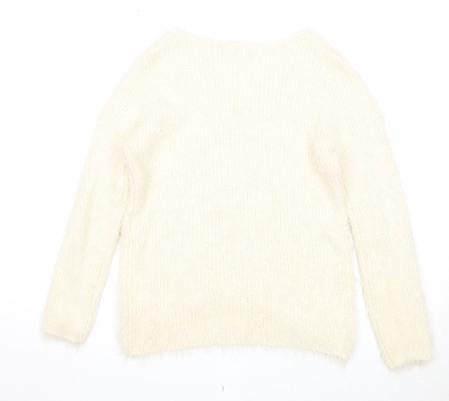 Atmosphere Womens Ivory V-Neck Nylon Pullover Jumper Size 6