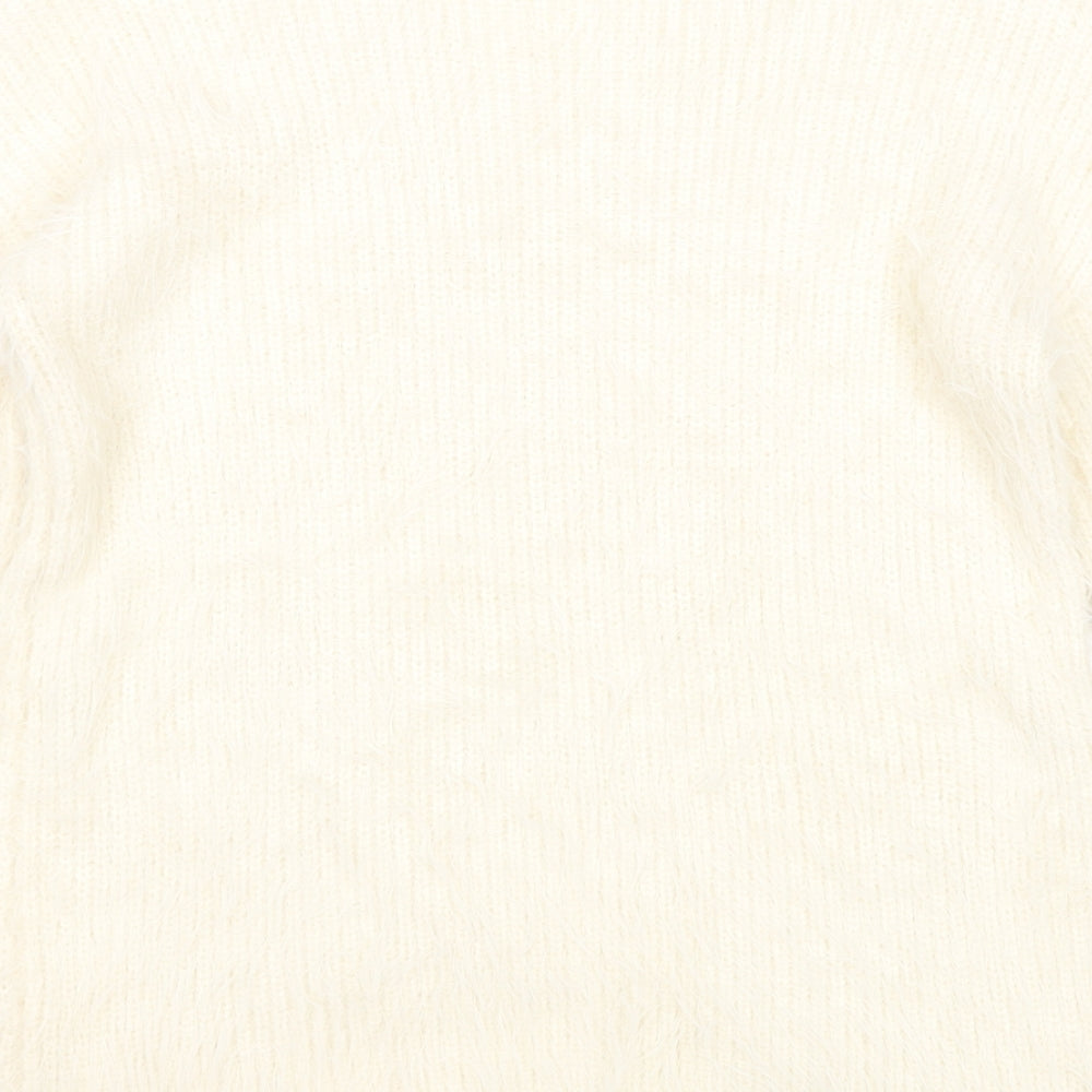 Atmosphere Womens Ivory V-Neck Nylon Pullover Jumper Size 6