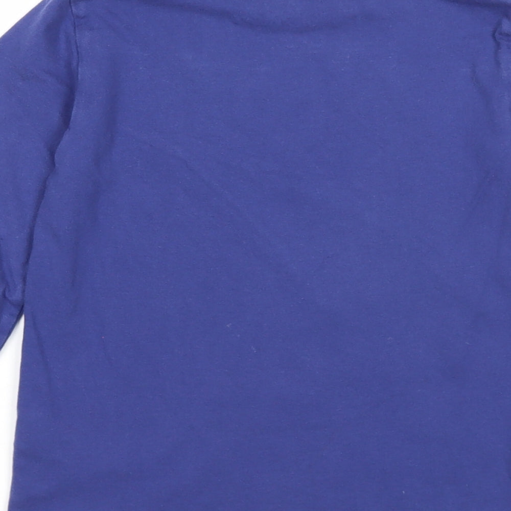 Mini Boden Boys Blue Cotton Basic T-Shirt Size 6-7 Years Round Neck Pullover - Reindeer Christmas