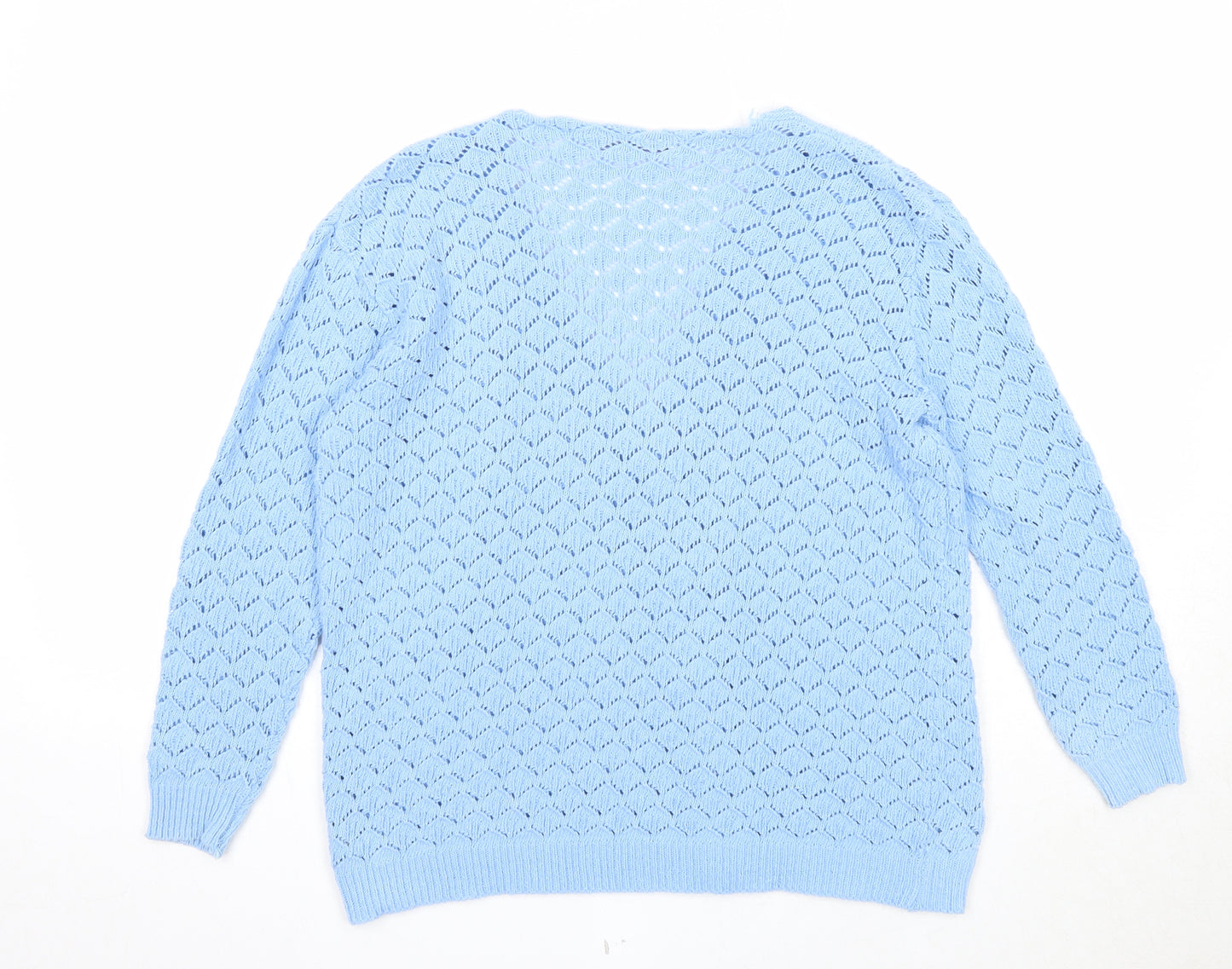 Pure and Natural Womens Blue V-Neck Acrylic Cardigan Jumper Size M