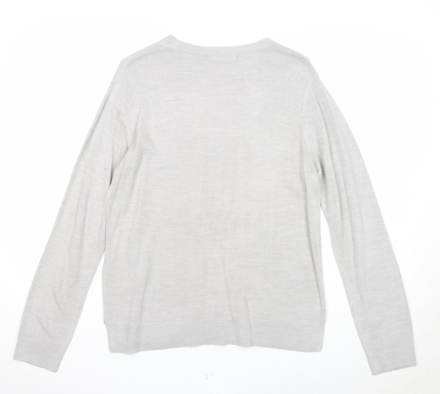Marks and Spencer Womens Grey Boat Neck Acrylic Pullover Jumper Size 14