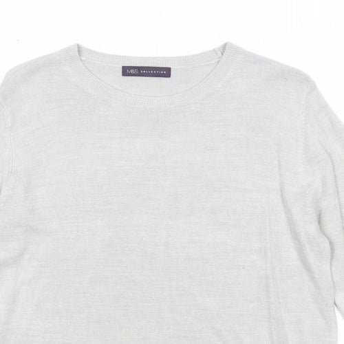 Marks and Spencer Womens Grey Boat Neck Acrylic Pullover Jumper Size 14