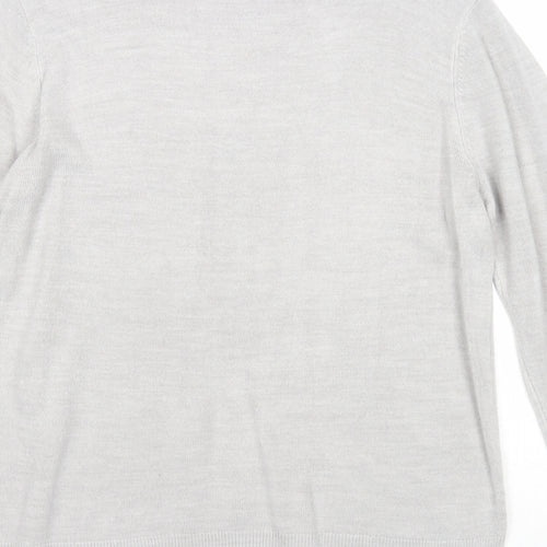 Marks and Spencer Womens Grey Boat Neck Acrylic Pullover Jumper Size 14