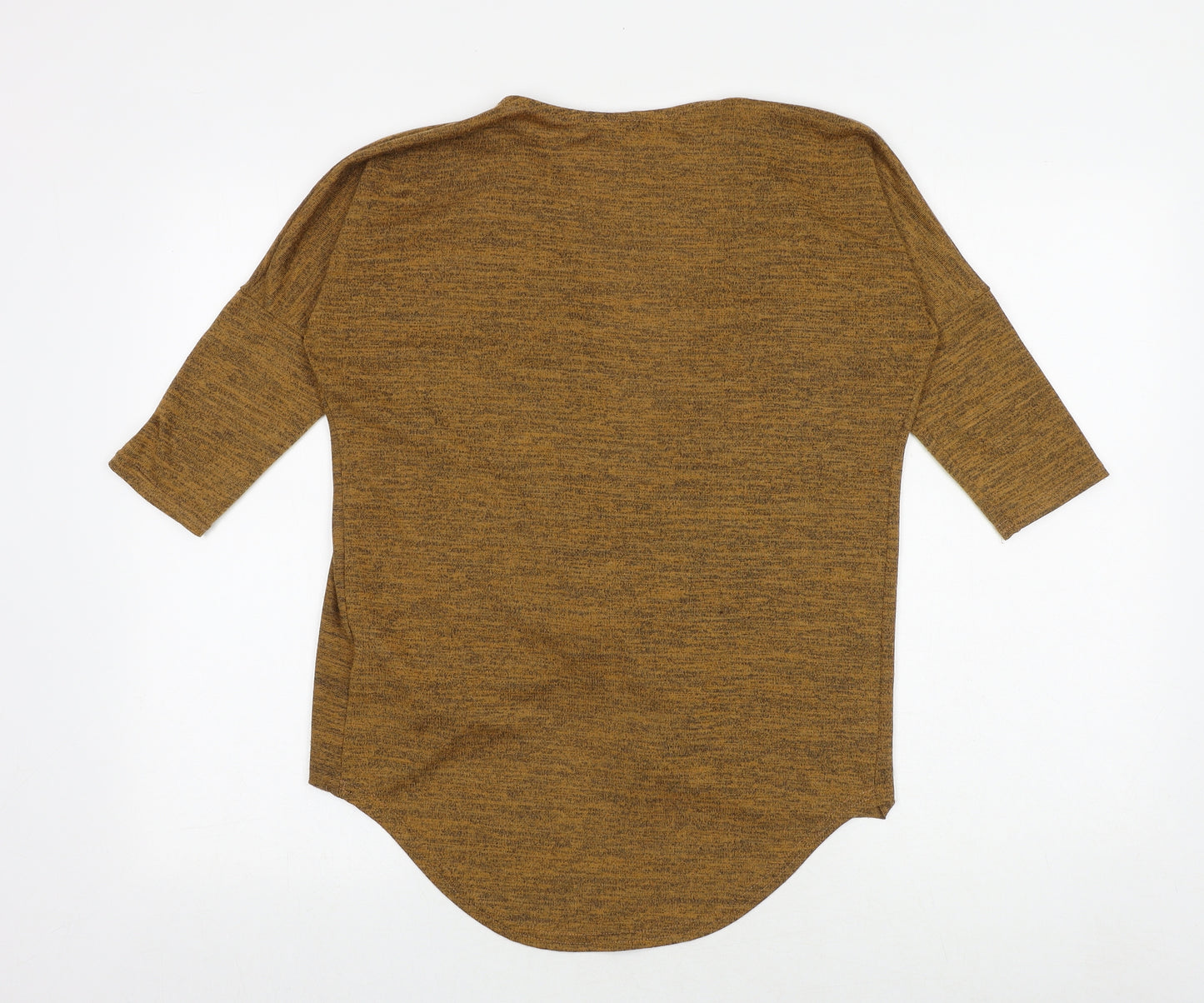 New Look Womens Yellow Polyester Jersey Blouse Size S V-Neck - Twist Front