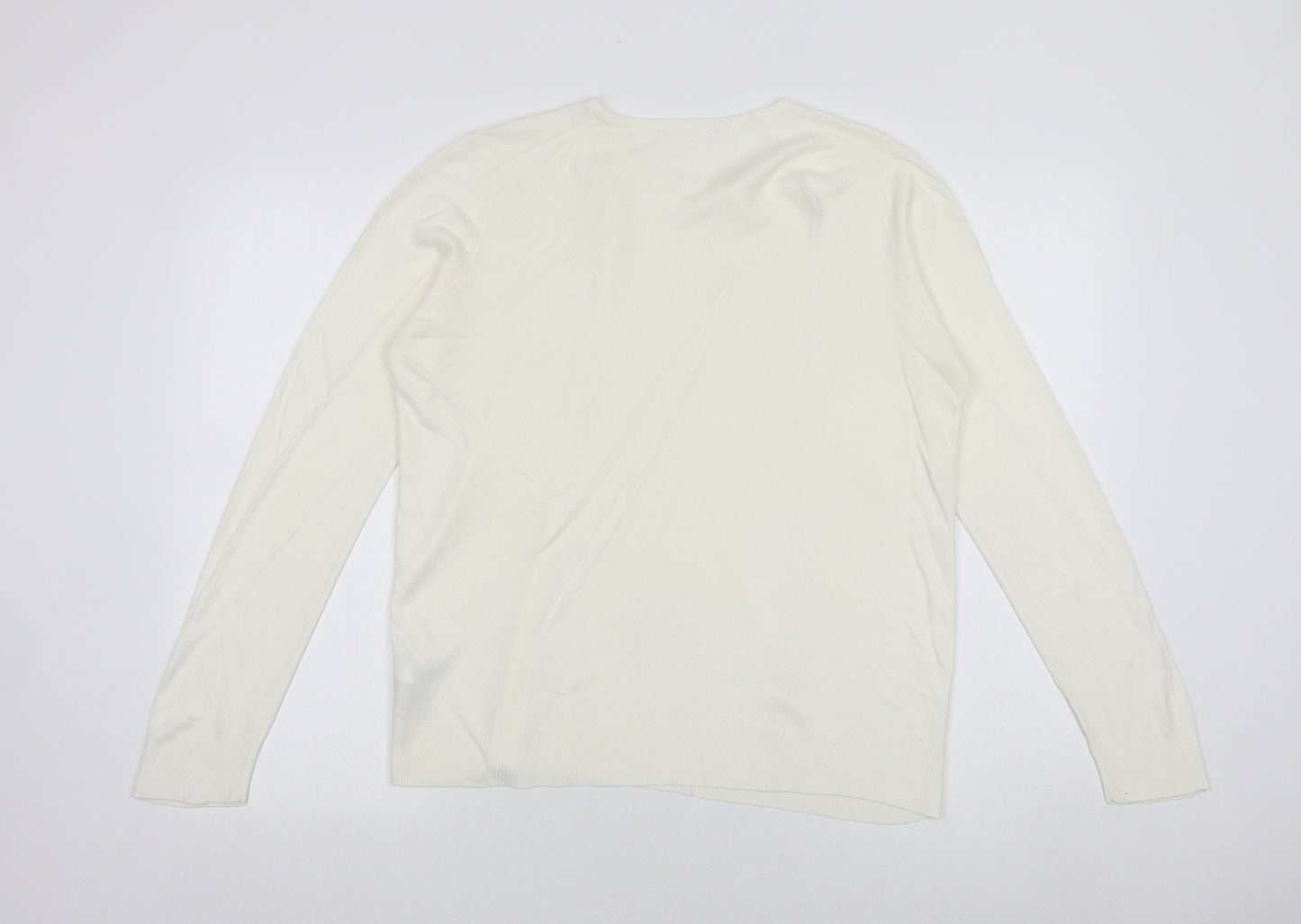 Marks and Spencer Womens Ivory Round Neck Acrylic Pullover Jumper Size 12