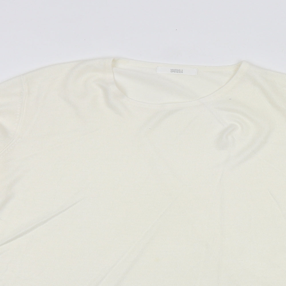 Marks and Spencer Womens Ivory Round Neck Acrylic Pullover Jumper Size 12