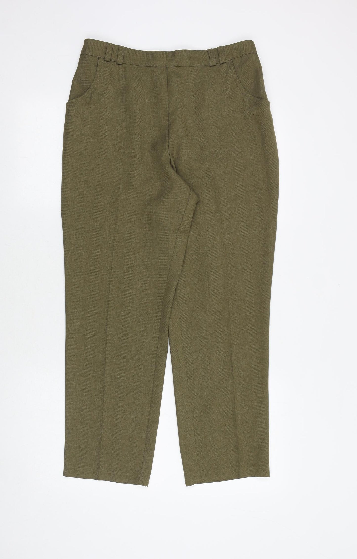 Marks and Spencer Womens Brown Geometric Polyester Trousers Size 12 Regular