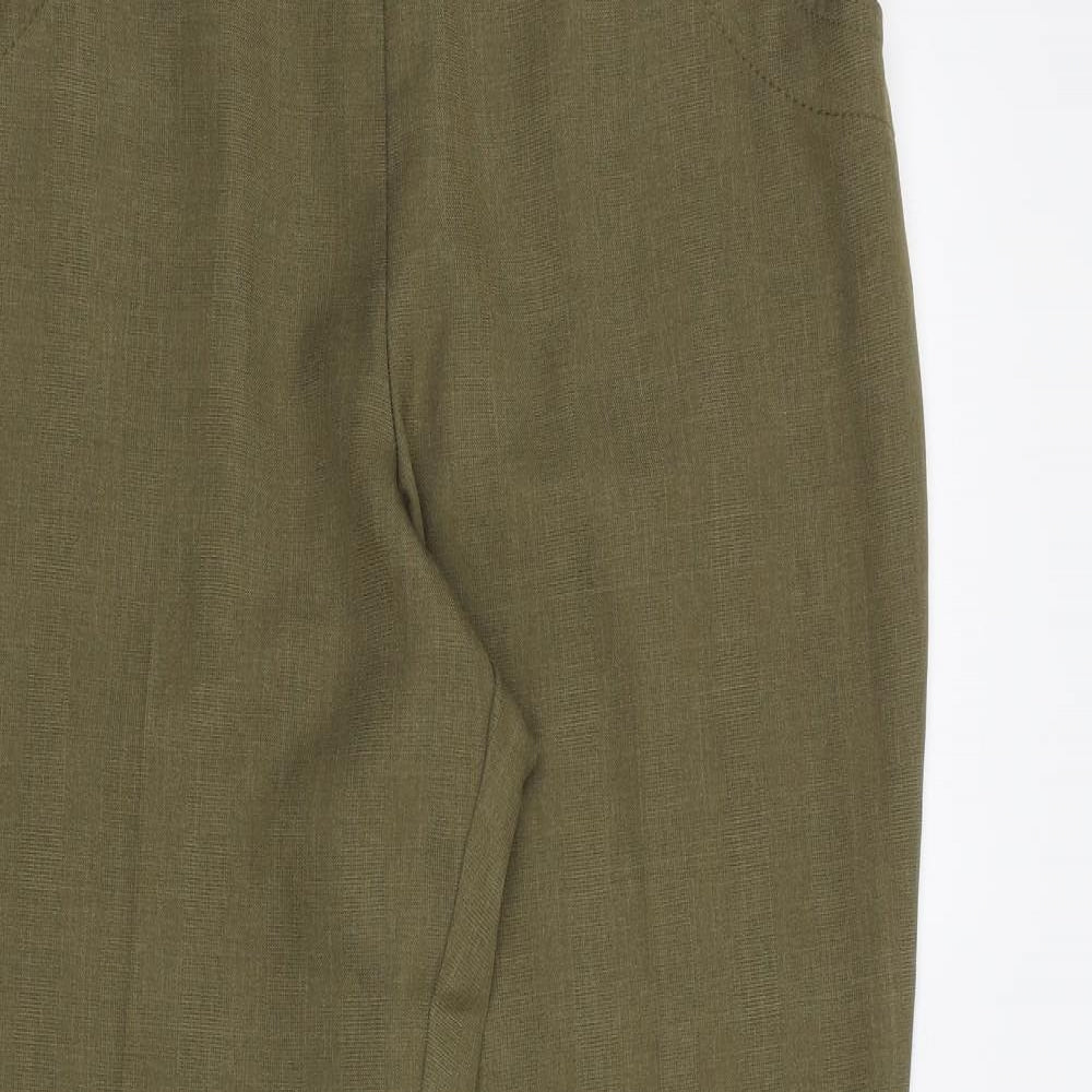 Marks and Spencer Womens Brown Geometric Polyester Trousers Size 12 Regular