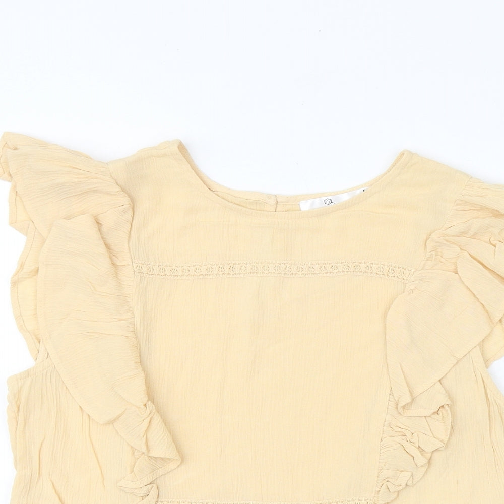 Lost Stock Womens Orange Viscose Basic Blouse Size S Round Neck