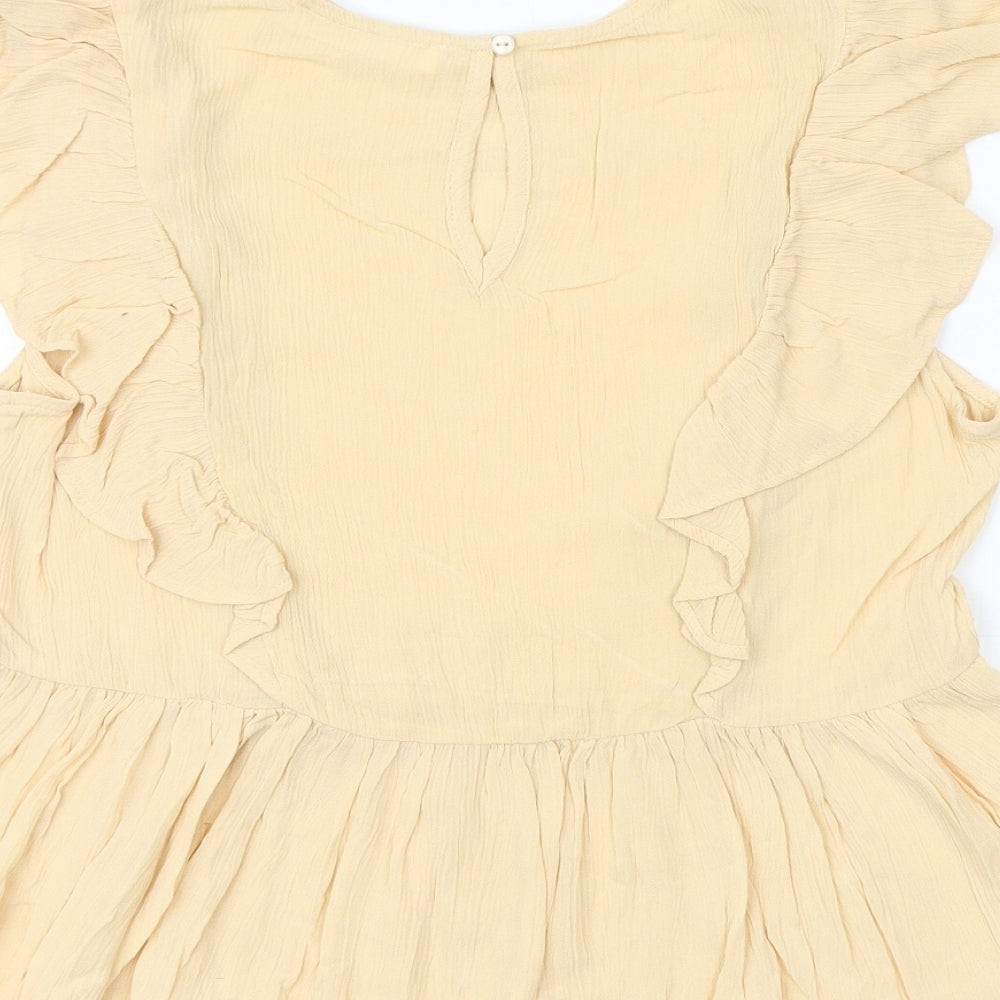 Lost Stock Womens Orange Viscose Basic Blouse Size S Round Neck