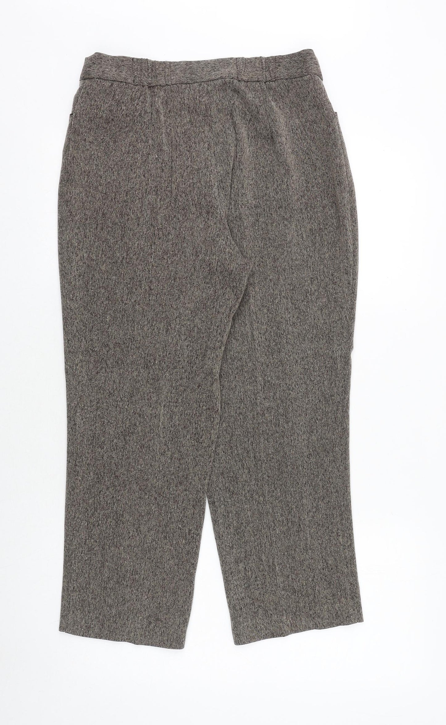 Marks and Spencer Womens Brown Geometric Polyester Trousers Size 10 Regular Zip