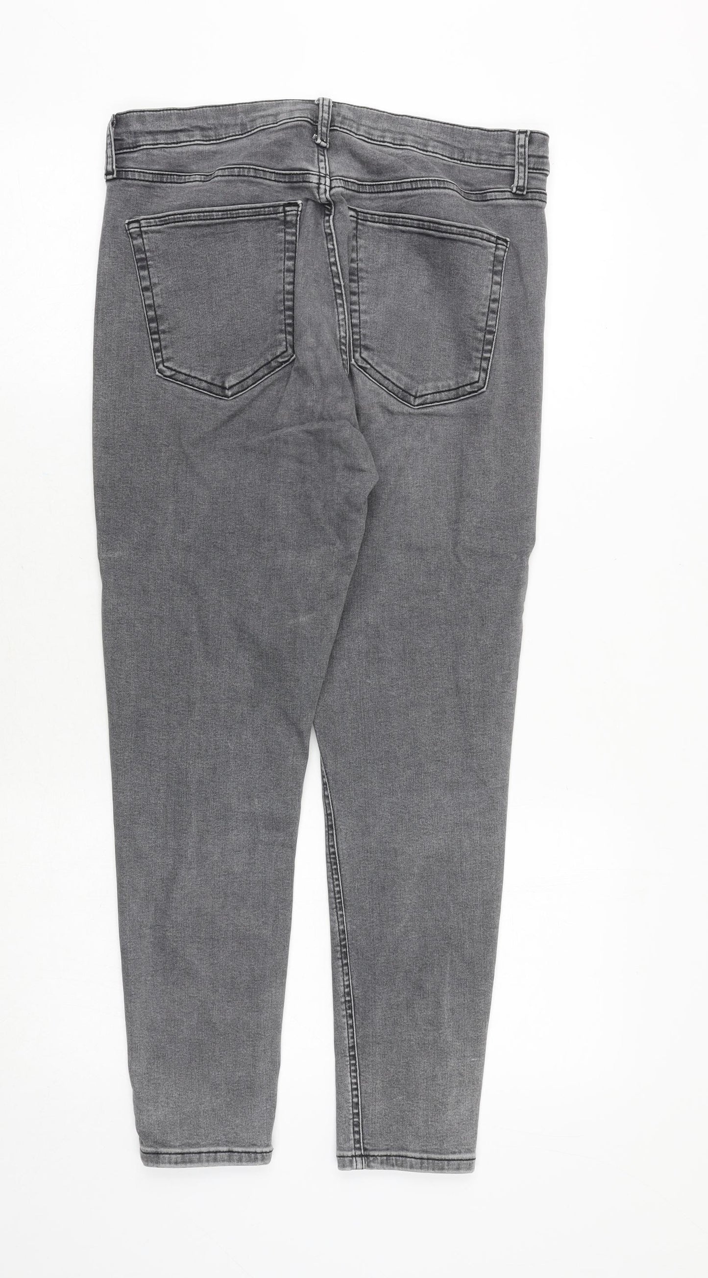 Topshop Womens Grey Cotton Skinny Jeans Size 32 in Regular Zip