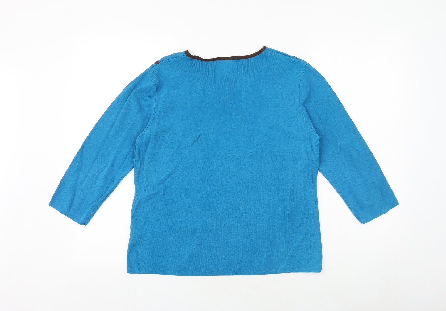 casamia Womens Blue Boat Neck Polyester Pullover Jumper Size M