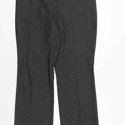 NEXT Womens Grey Geometric Polyester Trousers Size 14 Regular Zip