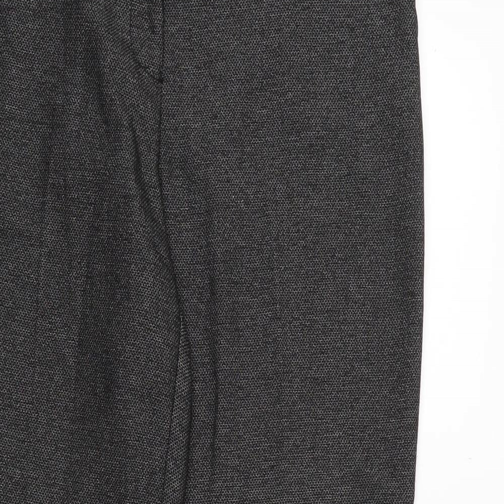 NEXT Womens Grey Geometric Polyester Trousers Size 14 Regular Zip