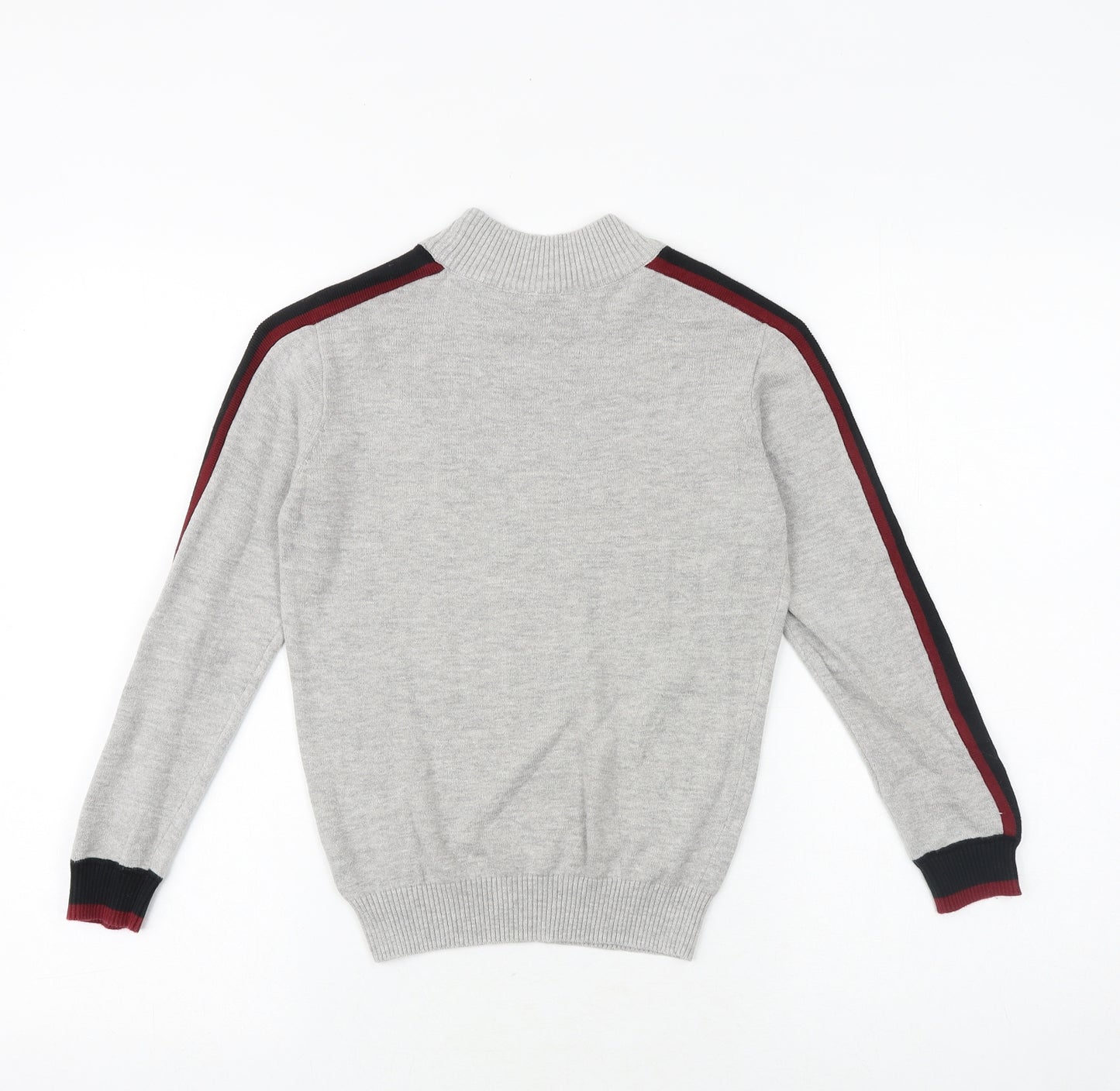 M&Co Boys Grey Mock Neck Cotton Pullover Jumper Size 7-8 Years Pullover