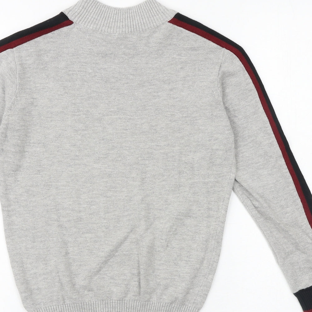 M&Co Boys Grey Mock Neck Cotton Pullover Jumper Size 7-8 Years Pullover