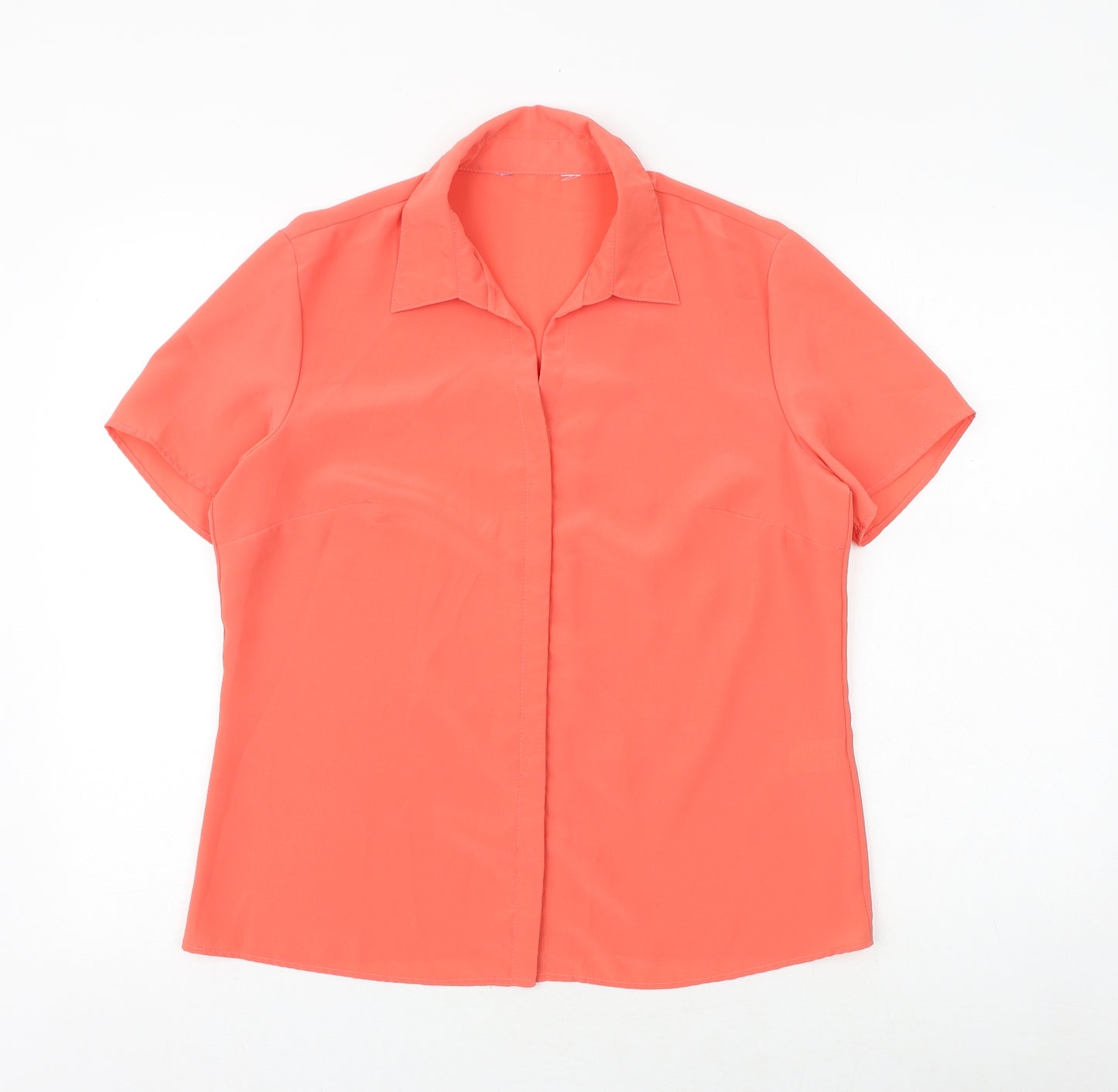 Essentials Womens Pink Polyester Basic Button-Up Size 16 Collared