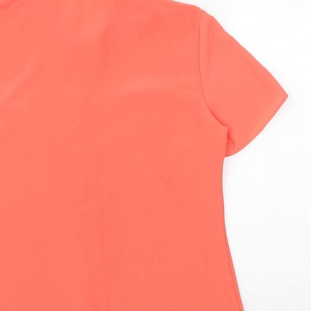 Essentials Womens Pink Polyester Basic Button-Up Size 16 Collared