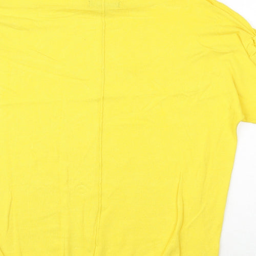 F&F Womens Yellow Round Neck Polyester Pullover Jumper Size 6 - Tie Sleeve Detail