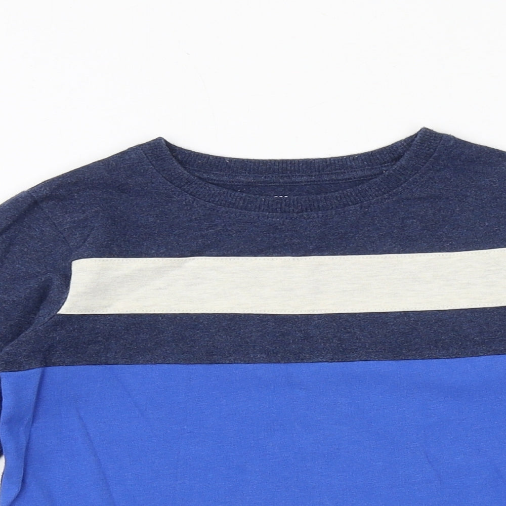 NEXT Boys Blue Geometric 100% Cotton Basic T-Shirt Size 6 Years Round Neck Pullover