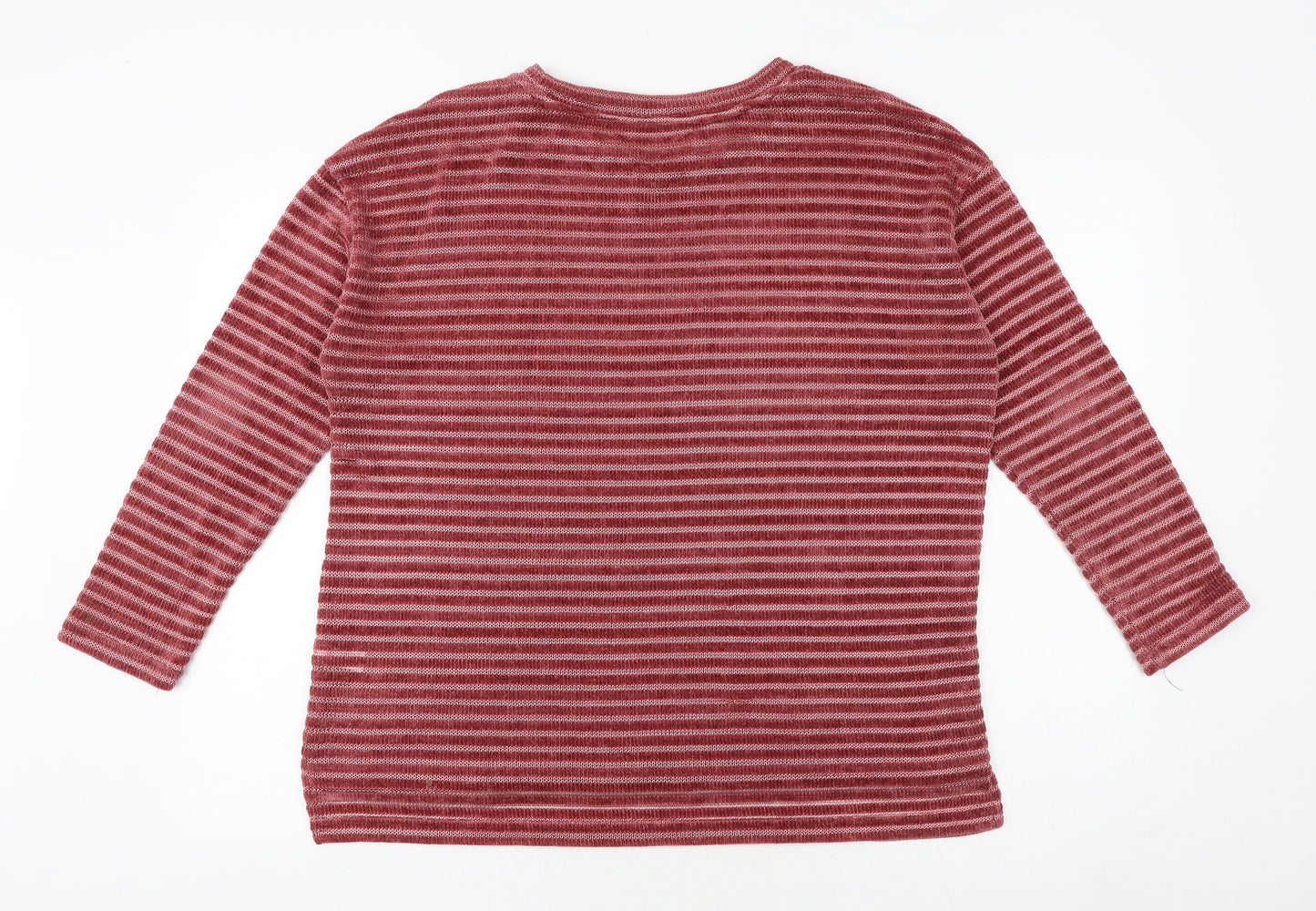 George Womens Pink Boat Neck Striped Polyester Pullover Jumper Size 12