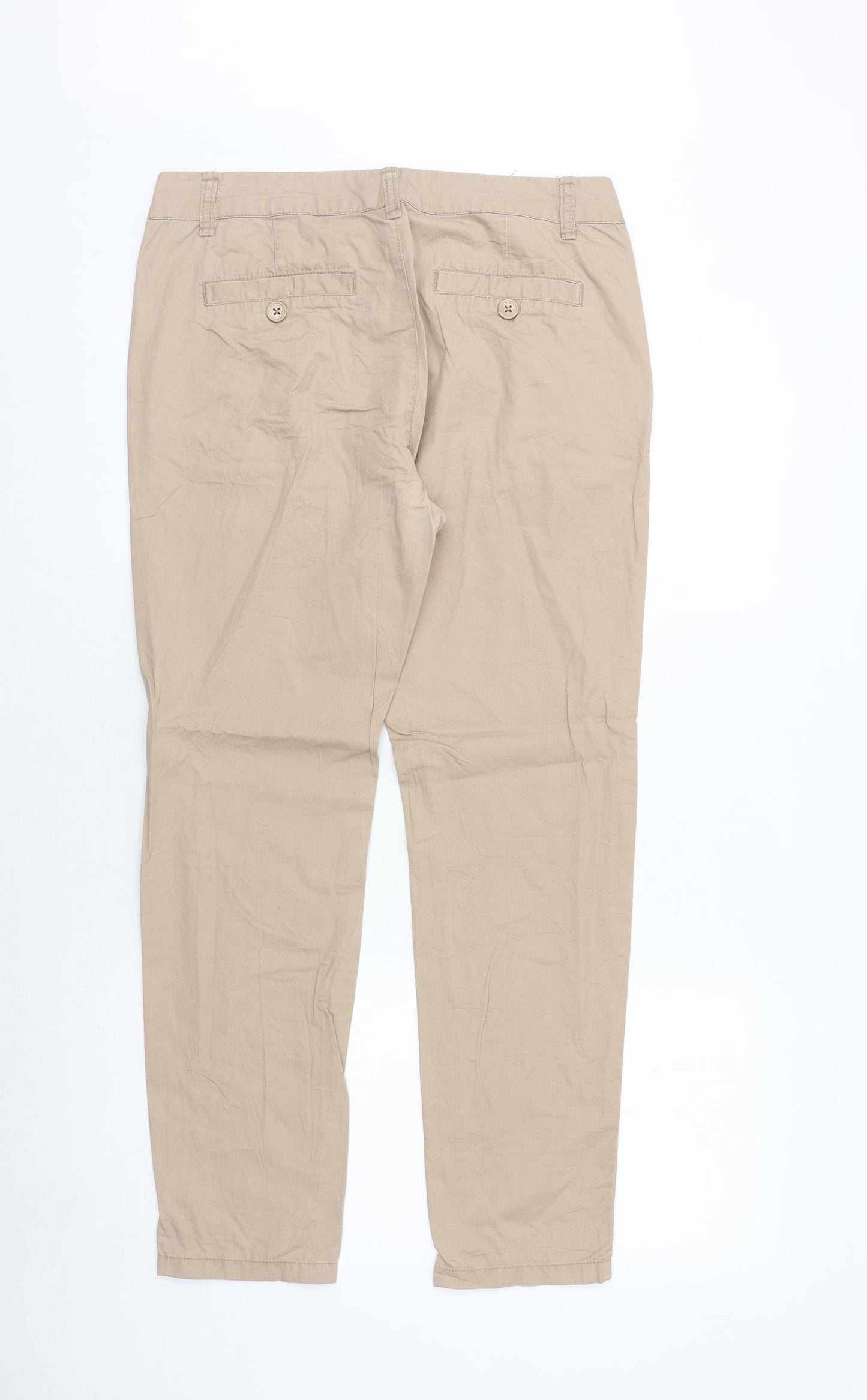 EDC Womens Beige Cotton Trousers Size 8 Regular Button