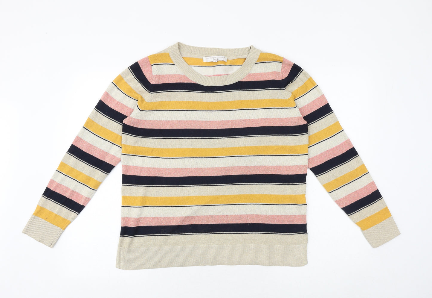 NEXT Womens Multicoloured Boat Neck Striped Polyester Pullover Jumper Size 14