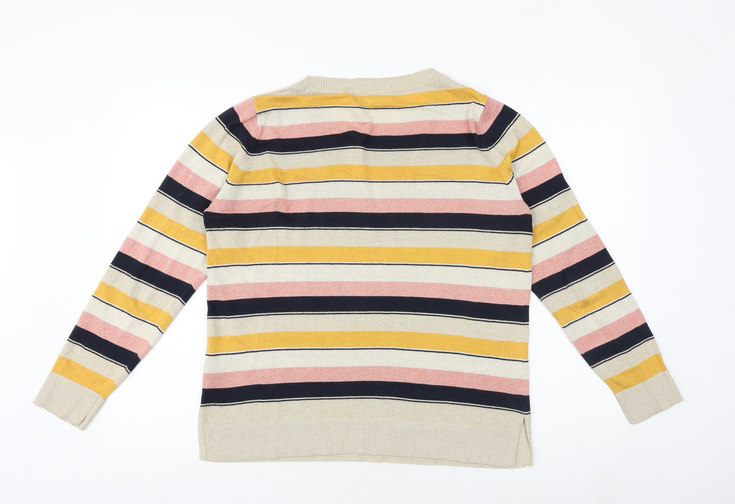 NEXT Womens Multicoloured Boat Neck Striped Polyester Pullover Jumper Size 14