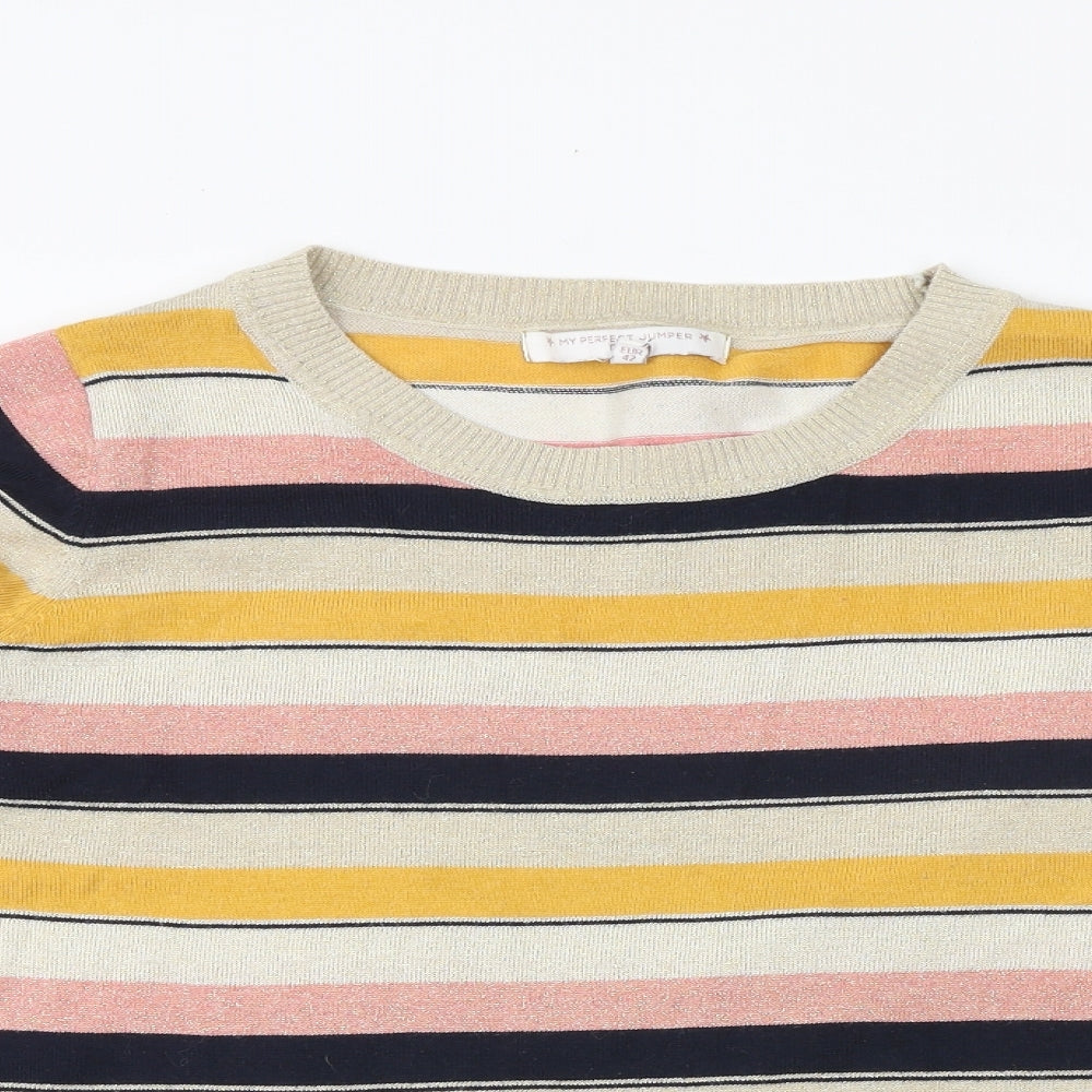NEXT Womens Multicoloured Boat Neck Striped Polyester Pullover Jumper Size 14