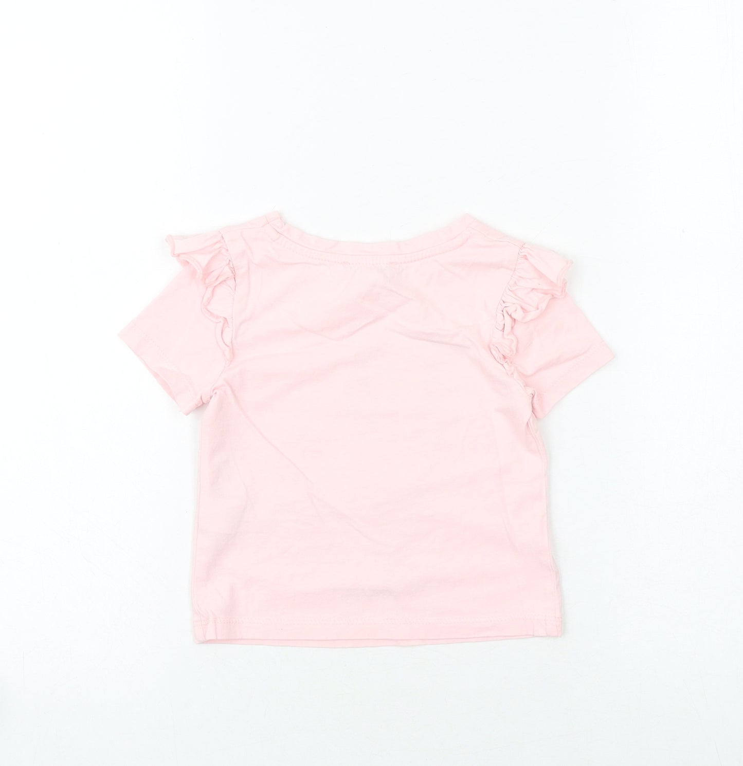 Primark Baby Pink 100% Cotton Basic T-Shirt Size 18-24 Months Round Neck Pullover - Unicorn Ballerina