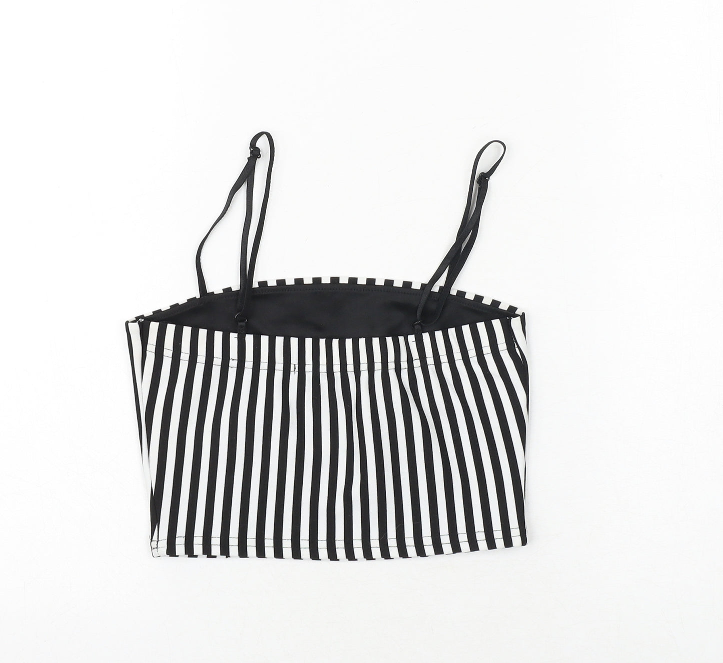 Quiz Womens Black Striped Polyester Cropped Tank Size 8 Square Neck