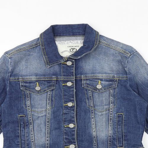 Cherokee Womens Blue Jacket Size 10 Button