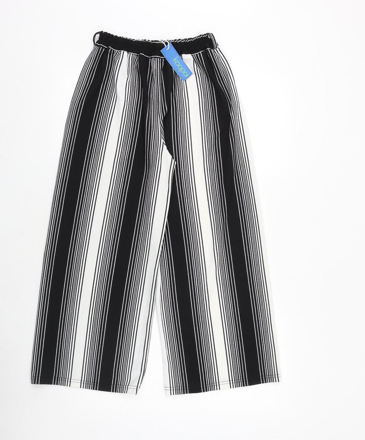 Koopoi Girls Black Striped Polyester Harem Trousers Size L Regular