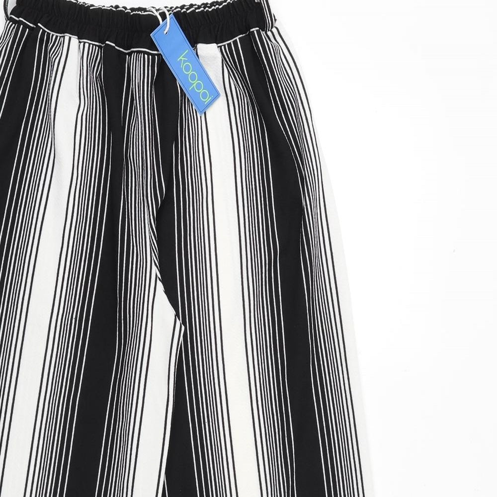 Koopoi Girls Black Striped Polyester Harem Trousers Size L Regular