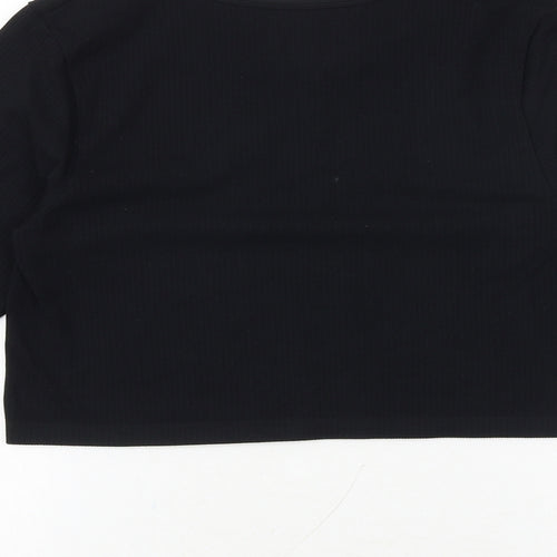 H&M Womens Black Polyamide Cropped Casual Size XL Round Neck Pullover