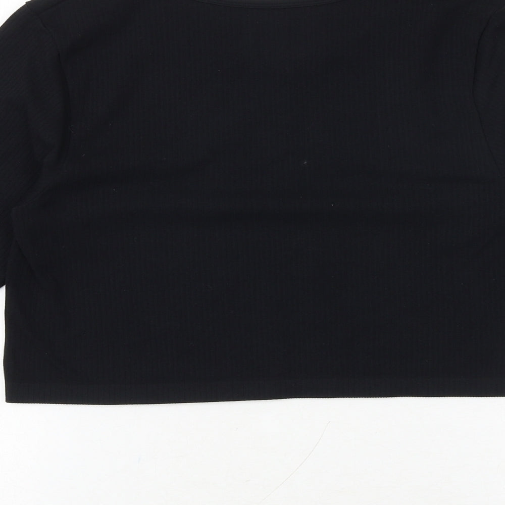 H&M Womens Black Polyamide Cropped Casual Size XL Round Neck Pullover