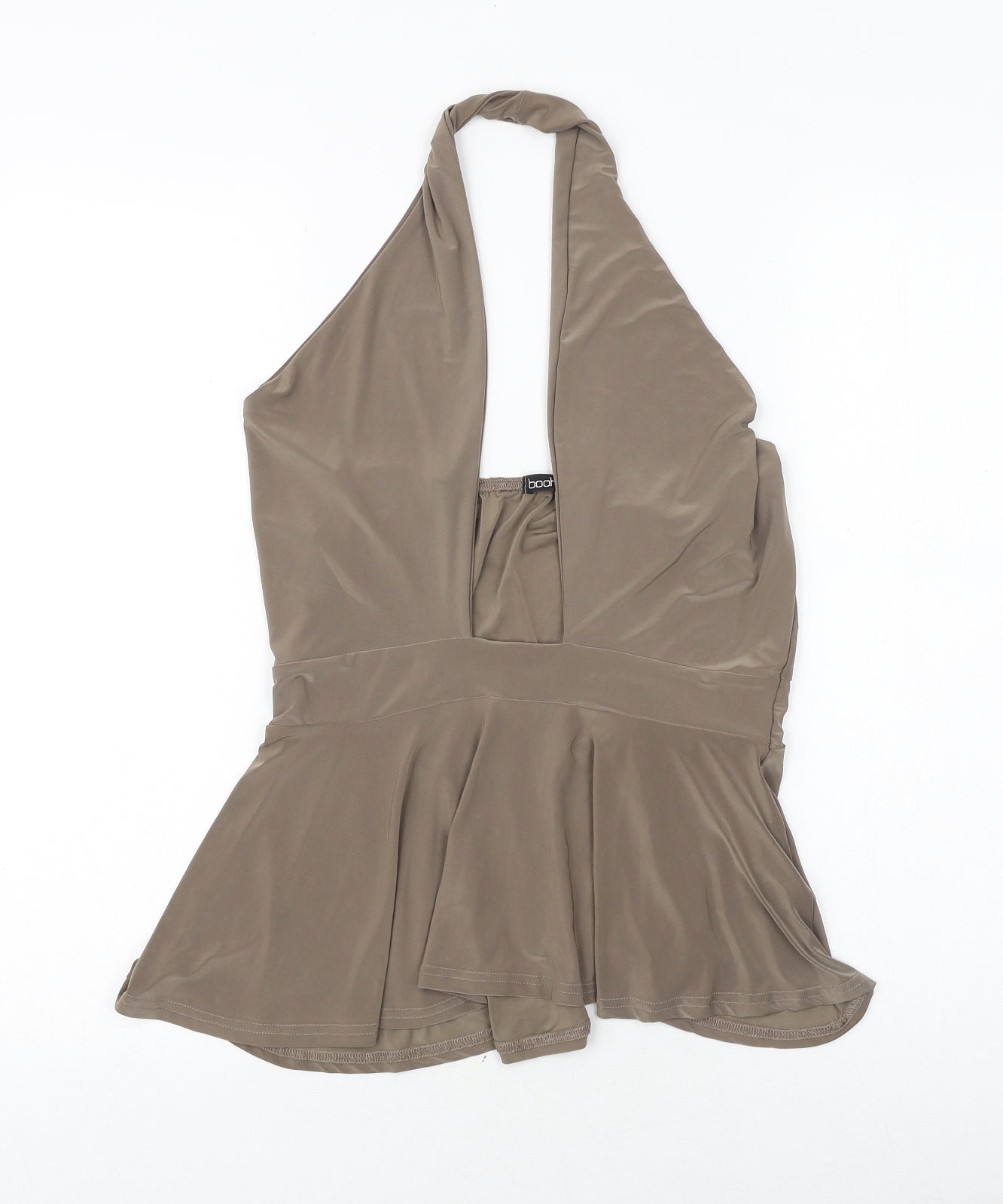 Boohoo Womens Brown Polyester Basic Tank Size 12 Halter
