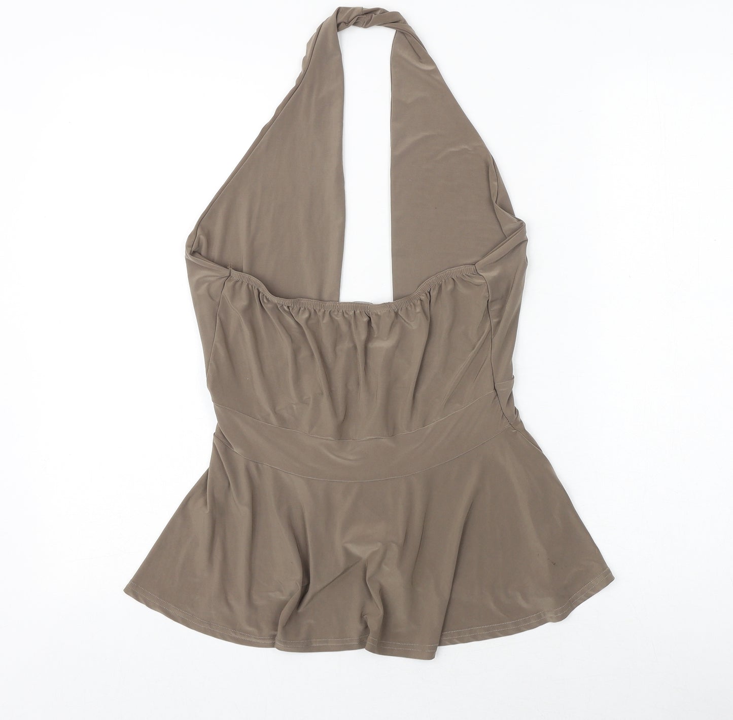 Boohoo Womens Brown Polyester Basic Tank Size 12 Halter
