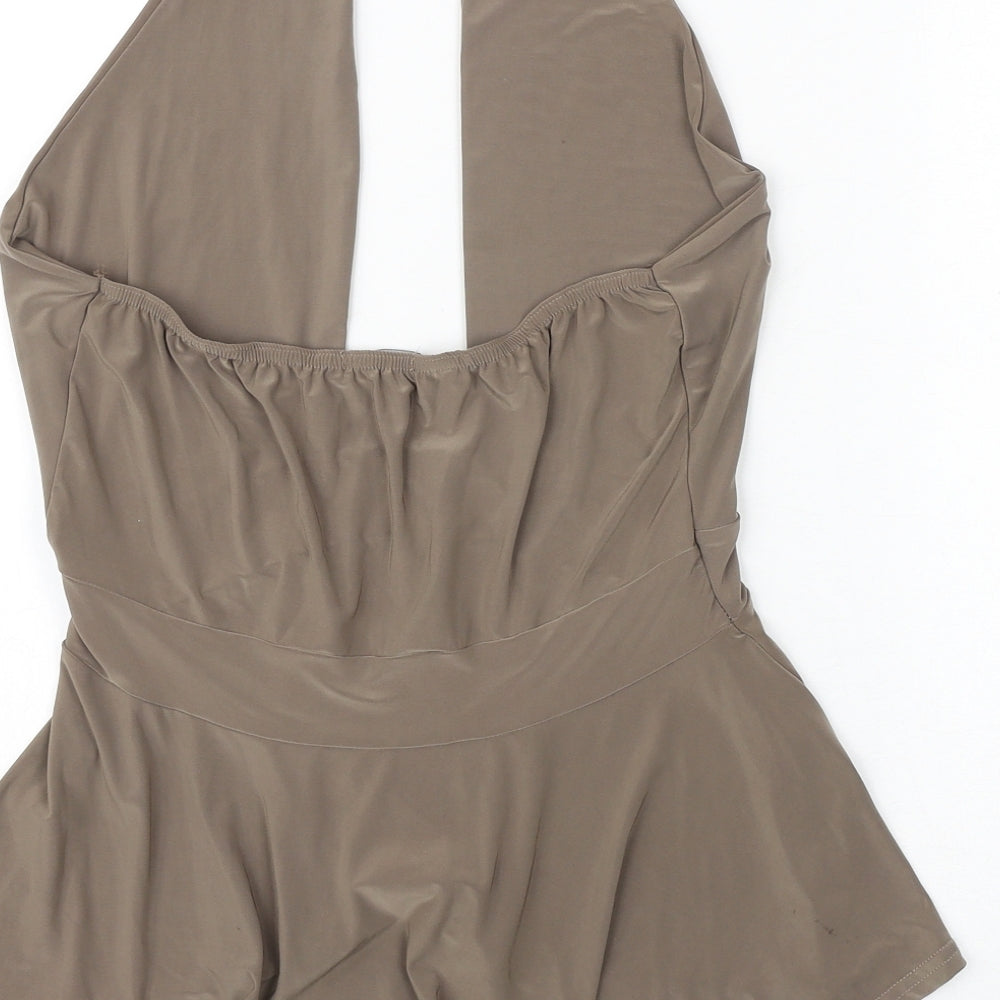 Boohoo Womens Brown Polyester Basic Tank Size 12 Halter